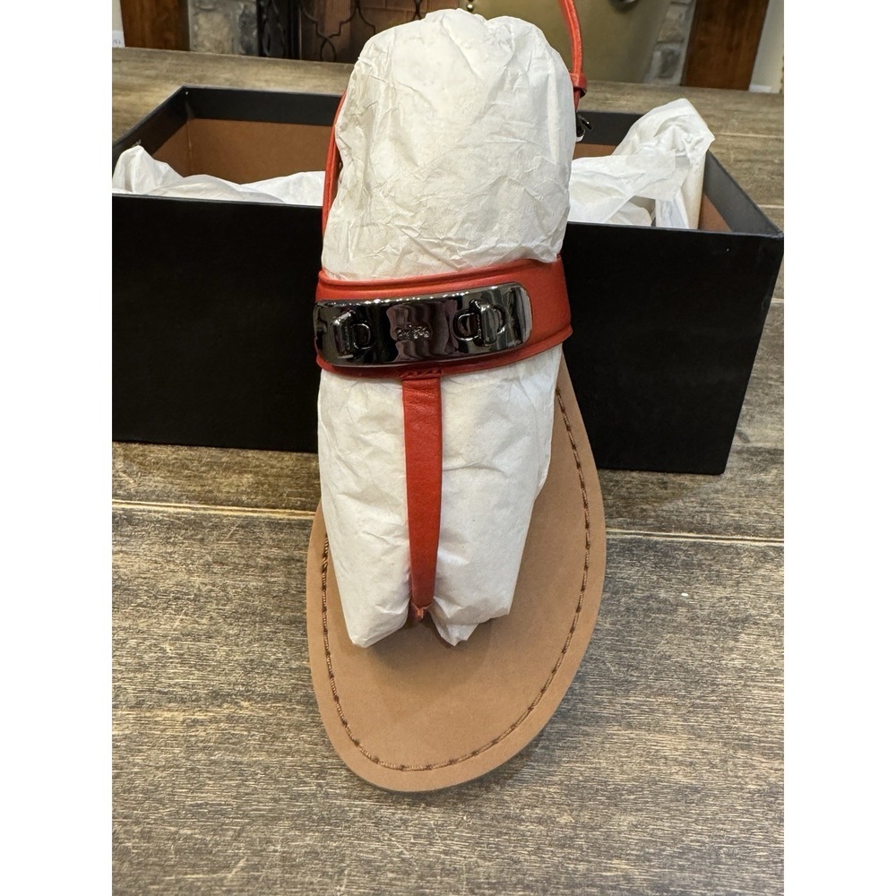Coach Gracie Swagger Thong Sandals Burnt Orange Size 6.5 New In Box - Picture 3 of 16